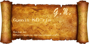 Gyenis Mária névjegykártya